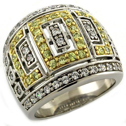 LOAS1043 - Gold+Rhodium 925 Sterling Silver Ring with AAA Grade CZ  in Clear