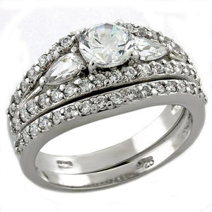 LOAS1046 Rhodium 925 Sterling Silver Ring with AAA Grade CZ in Clear