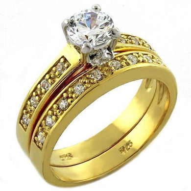 LOAS1049 Gold 925 Sterling Silver Ring with AAA Grade CZ in Clear