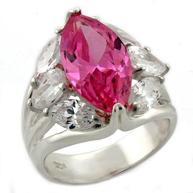 LOAS1052 - High-Polished 925 Sterling Silver Ring with AAA Grade CZ  in Rose