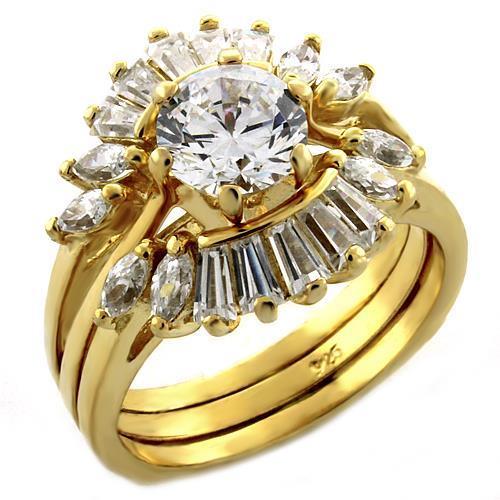 LOAS1056 - Gold 925 Sterling Silver Ring with AAA Grade CZ  in Clear