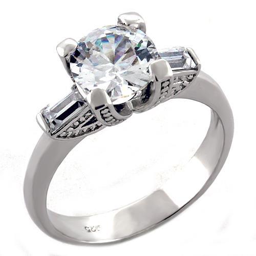 LOAS1057 - Rhodium 925 Sterling Silver Ring with AAA Grade CZ  in Clear