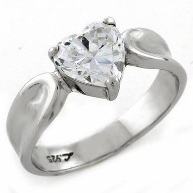 LOAS1061 - High-Polished 925 Sterling Silver Ring with AAA Grade CZ  in Clear