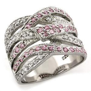 LOAS1086 - Rhodium 925 Sterling Silver Ring with AAA Grade CZ  in Rose