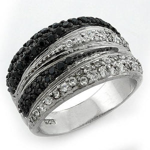 LOAS1095 - Rhodium + Ruthenium 925 Sterling Silver Ring with AAA Grade CZ  in Multi Color