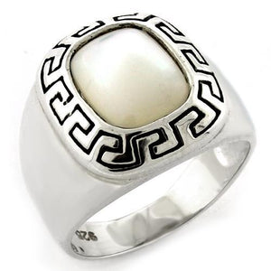LOAS1108 - High-Polished 925 Sterling Silver Ring with Precious Stone Conch in White