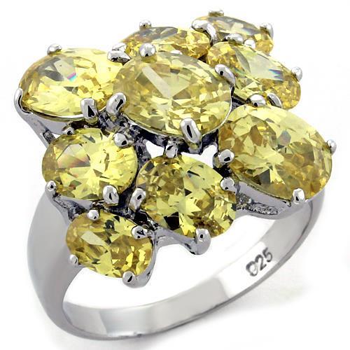 LOAS1109 - Rhodium 925 Sterling Silver Ring with AAA Grade CZ  in Topaz