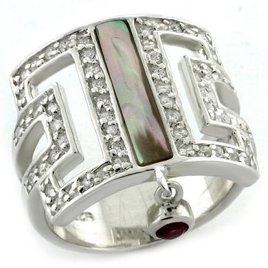 LOAS1122 - Rhodium 925 Sterling Silver Ring with Precious Stone Conch in White AB