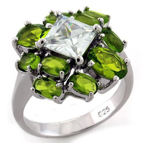 LOAS1130 - Rhodium 925 Sterling Silver Ring with AAA Grade CZ  in Clear