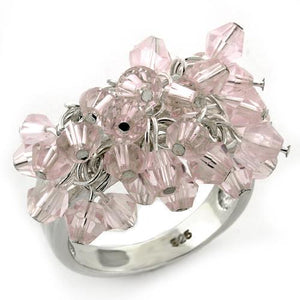 LOAS1141 - High-Polished 925 Sterling Silver Ring with Synthetic Acrylic in Light Rose