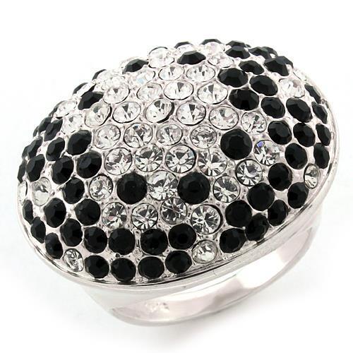 LOAS1160 - High-Polished 925 Sterling Silver Ring with Top Grade Crystal  in Multi Color