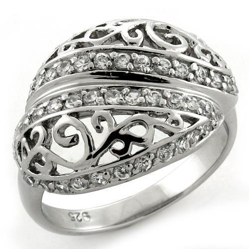 LOAS1174 - Rhodium 925 Sterling Silver Ring with AAA Grade CZ  in Clear