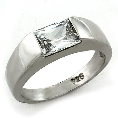 LOAS1179 - Rhodium 925 Sterling Silver Ring with AAA Grade CZ  in Clear