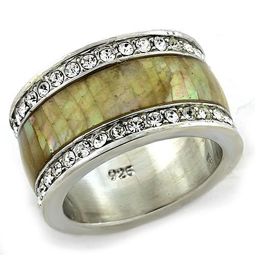 LOAS1180 - Rhodium 925 Sterling Silver Ring with Precious Stone Conch in Multi Color