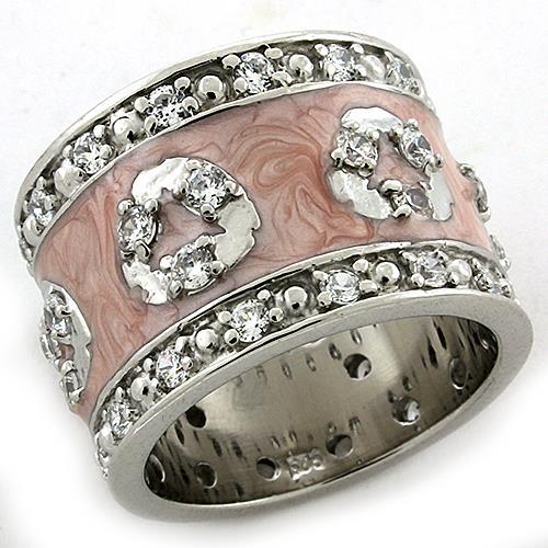 LOAS1181 - Rhodium 925 Sterling Silver Ring with AAA Grade CZ  in Clear