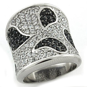 LOAS1182 - Reverse Two-Tone 925 Sterling Silver Ring with AAA Grade CZ  in Multi Color