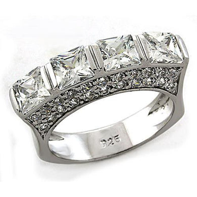 LOAS1188 - Rhodium 925 Sterling Silver Ring with AAA Grade CZ  in Clear