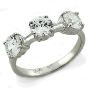 LOAS1189 - High-Polished 925 Sterling Silver Ring with AAA Grade CZ  in Clear