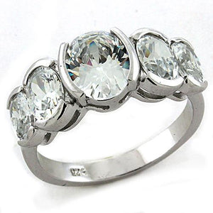 LOAS1190 - Rhodium 925 Sterling Silver Ring with AAA Grade CZ  in Clear