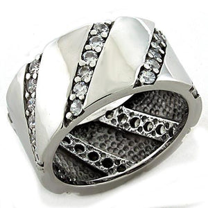 LOAS1192 - Rhodium 925 Sterling Silver Ring with AAA Grade CZ  in Clear