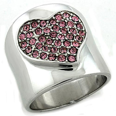 LOAS1196 - Rhodium 925 Sterling Silver Ring with Top Grade Crystal  in Rose