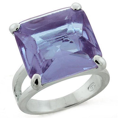LOAS1203 - High-Polished 925 Sterling Silver Ring with Synthetic Synthetic Glass in Light Amethyst