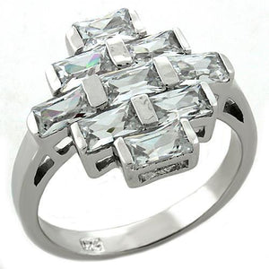 LOAS1216 - Rhodium 925 Sterling Silver Ring with AAA Grade CZ  in Clear