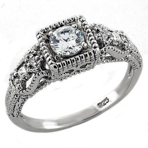 LOAS1217 - Rhodium 925 Sterling Silver Ring with AAA Grade CZ  in Clear