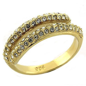 LOAS1224 - Gold 925 Sterling Silver Ring with AAA Grade CZ  in Clear