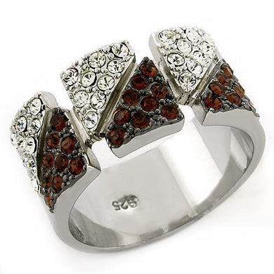 LOAS1227 - Rhodium 925 Sterling Silver Ring with Top Grade Crystal  in Multi Color