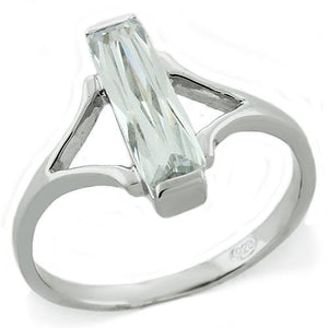 LOAS1300 Rhodium 925 Sterling Silver Ring with AAA Grade CZ in Clear