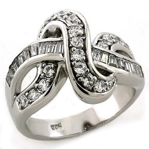 LOAS1304 - Rhodium 925 Sterling Silver Ring with AAA Grade CZ  in Clear