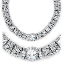 Load image into Gallery viewer, LOAS1305 - Rhodium 925 Sterling Silver Necklace with AAA Grade CZ  in Clear