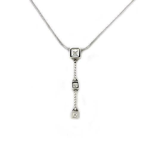 LOAS1314 - Rhodium 925 Sterling Silver Chain Pendant with AAA Grade CZ  in Clear