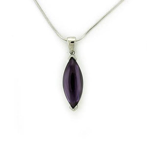 LOAS1316 - Rhodium 925 Sterling Silver Chain Pendant with AAA Grade CZ  in Amethyst