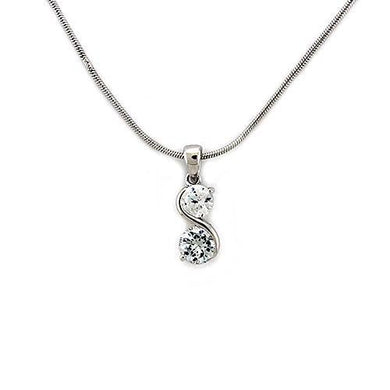 LOAS1321 - Rhodium 925 Sterling Silver Chain Pendant with AAA Grade CZ  in Clear