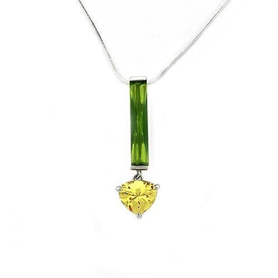 LOAS1324 - Rhodium 925 Sterling Silver Chain Pendant with AAA Grade CZ  in Multi Color