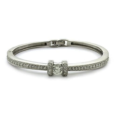 LOAS1329 - Rhodium 925 Sterling Silver Bangle with AAA Grade CZ  in Clear