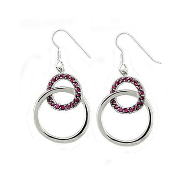 LOAS1340 - Rhodium 925 Sterling Silver Earrings with AAA Grade CZ  in Siam