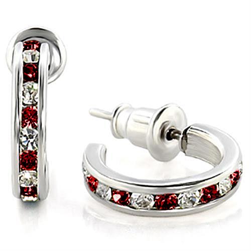 LOAS1347 - High-Polished 925 Sterling Silver Earrings with Top Grade Crystal  in Garnet