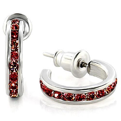 LOAS1352 - High-Polished 925 Sterling Silver Earrings with Top Grade Crystal  in Garnet