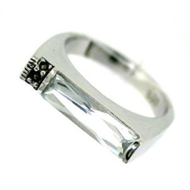 LOAS719 - Rhodium 925 Sterling Silver Ring with AAA Grade CZ  in Clear