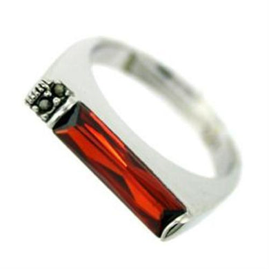 LOAS720 - Rhodium 925 Sterling Silver Ring with AAA Grade CZ  in Garnet