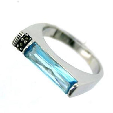 LOAS723 - Rhodium 925 Sterling Silver Ring with Synthetic  in Aquamarine