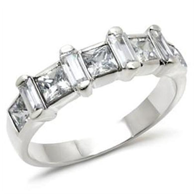LOAS725 - High-Polished 925 Sterling Silver Ring with AAA Grade CZ  in Clear