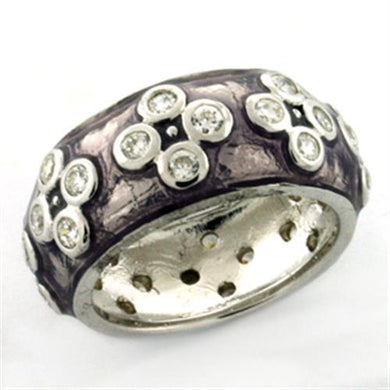 LOAS730 - Rhodium 925 Sterling Silver Ring with Epoxy  in Light Amethyst