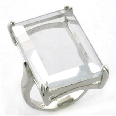 LOAS731 - Rhodium 925 Sterling Silver Ring with Synthetic Synthetic Glass in Clear