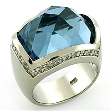 LOAS769 - Rhodium 925 Sterling Silver Ring with Semi-Precious Spinel in London Blue
