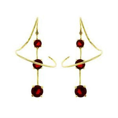 LOAS798 - Gold 925 Sterling Silver Earrings with AAA Grade CZ  in Ruby