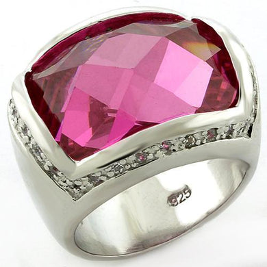 LOAS818 - Rhodium 925 Sterling Silver Ring with AAA Grade CZ  in Rose